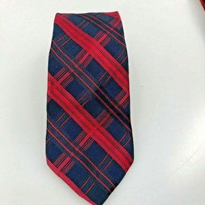 Sabatini Blue Red Stripe Plaid  Silk Men’s Tie